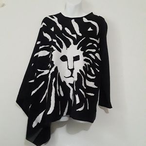 Anne Klein Logo Poncho One Sleeve Sweater Size M